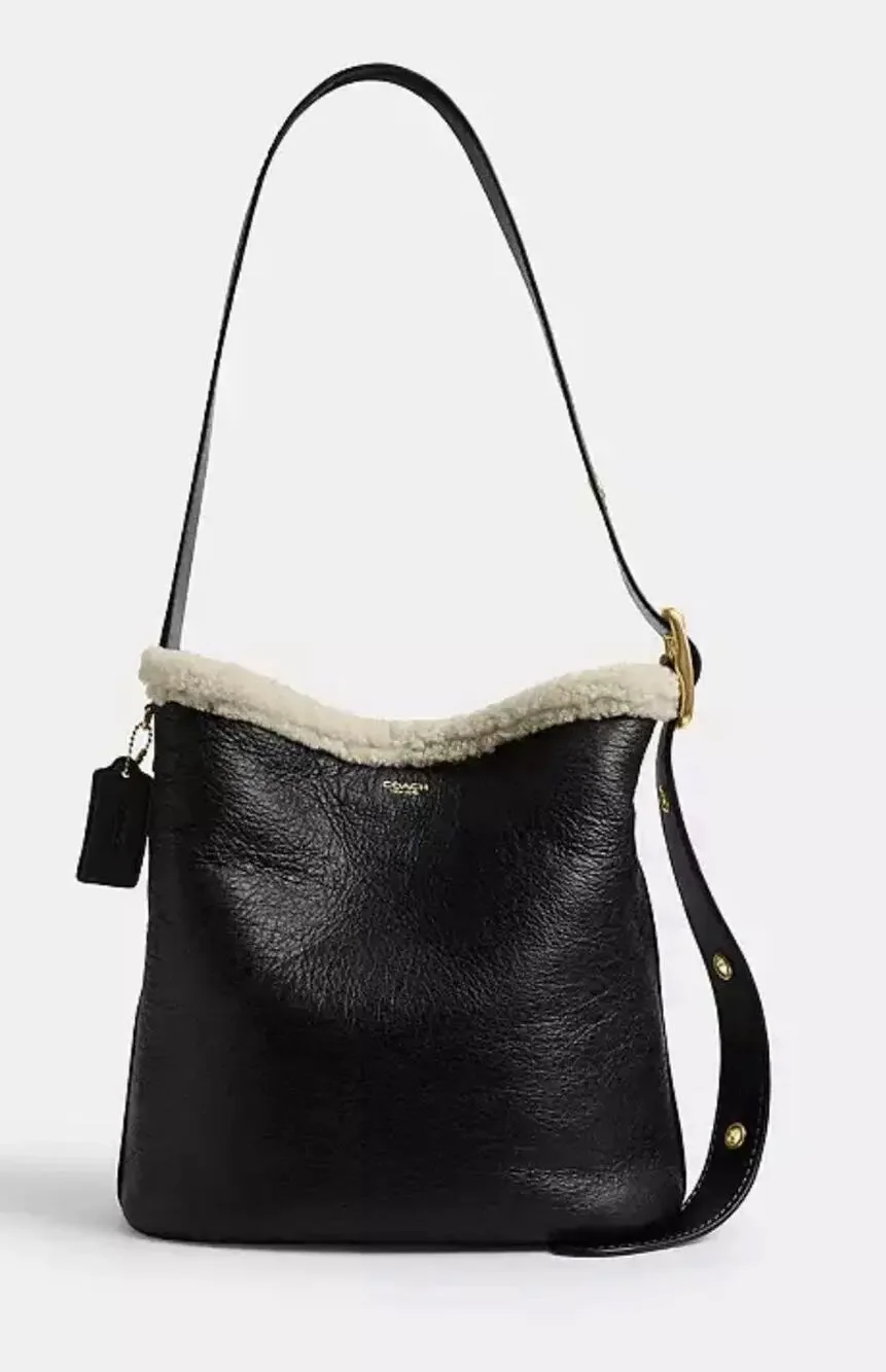 B1-009 Coach Bleecker Bucket Med w/Pouch Shearling / Black Nat CCC28 NWT - $595